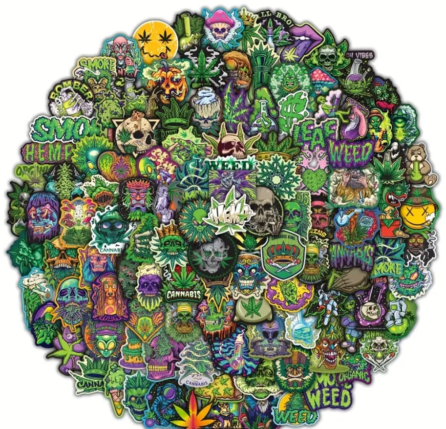 150pcs Vibrant Green Graffiti Stickers - Waterproof