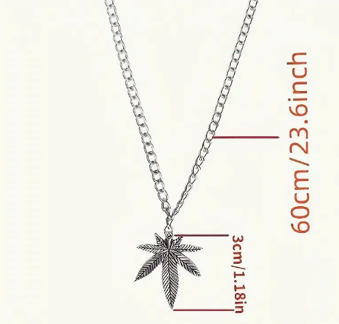 Weed Leaf Pendant Necklace - Silver color