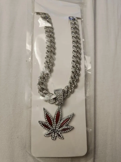 Classic Retro Weed Chain Silver and Red