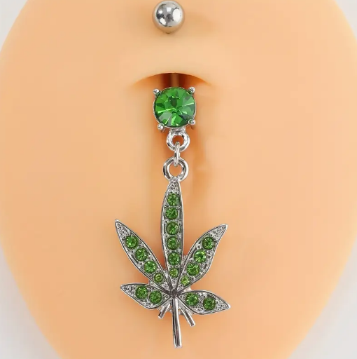 Cannabis Leaf Belly Button Ring