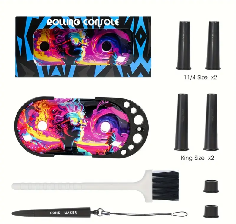 Multi-Functional Metal Smoke Tray with Horn Tube Filling Set – Portable Rolling Station