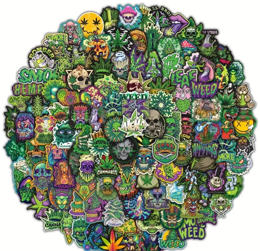 150pcs Vibrant Green Graffiti Stickers - Waterproof