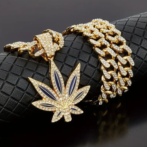 Classic Retro Weed Chain Gold and Blue