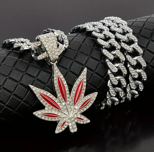Classic Retro Weed Chain Silver and Red
