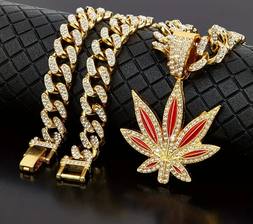 Classic Retro Weed Chain Gold and Red
