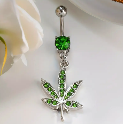 Cannabis Leaf Belly Button Ring