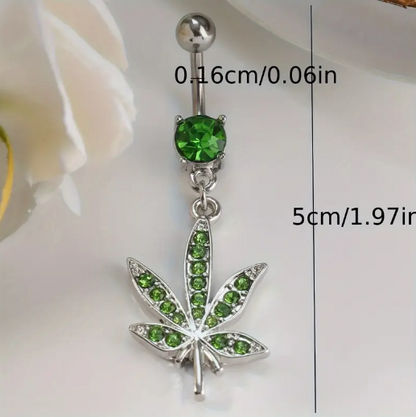 Cannabis Leaf Belly Button Ring