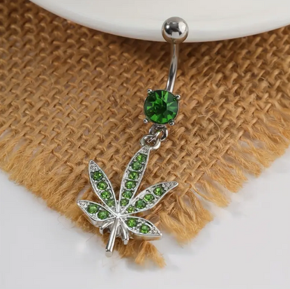 Cannabis Leaf Belly Button Ring