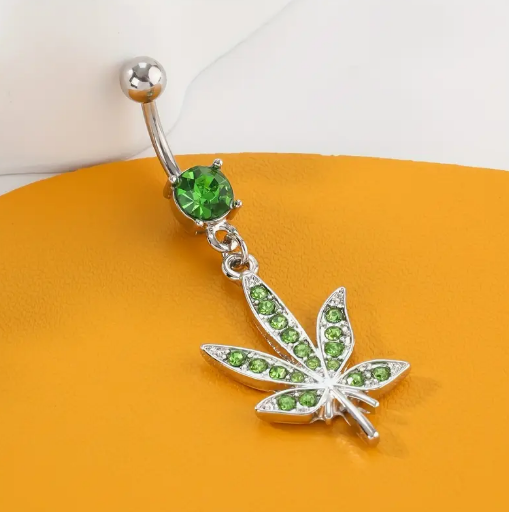 Cannabis Leaf Belly Button Ring