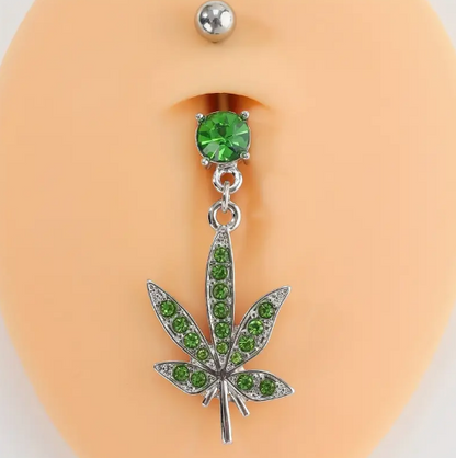 Cannabis Leaf Belly Button Ring