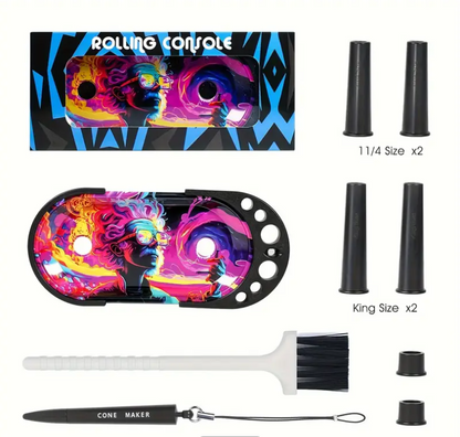 Multi-Functional Metal Smoke Tray with Horn Tube Filling Set – Portable Rolling Station