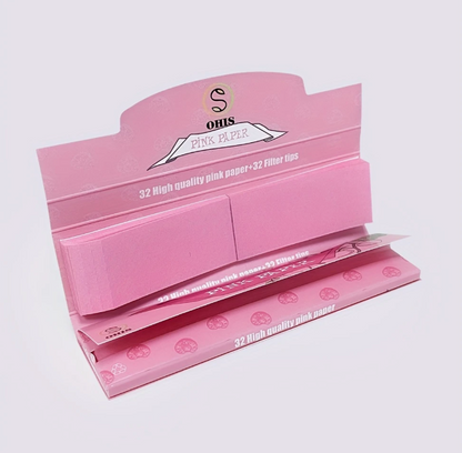 1/2 Booklets – 110mm King Size Rolling Papers with Tips (Pink/Brown)