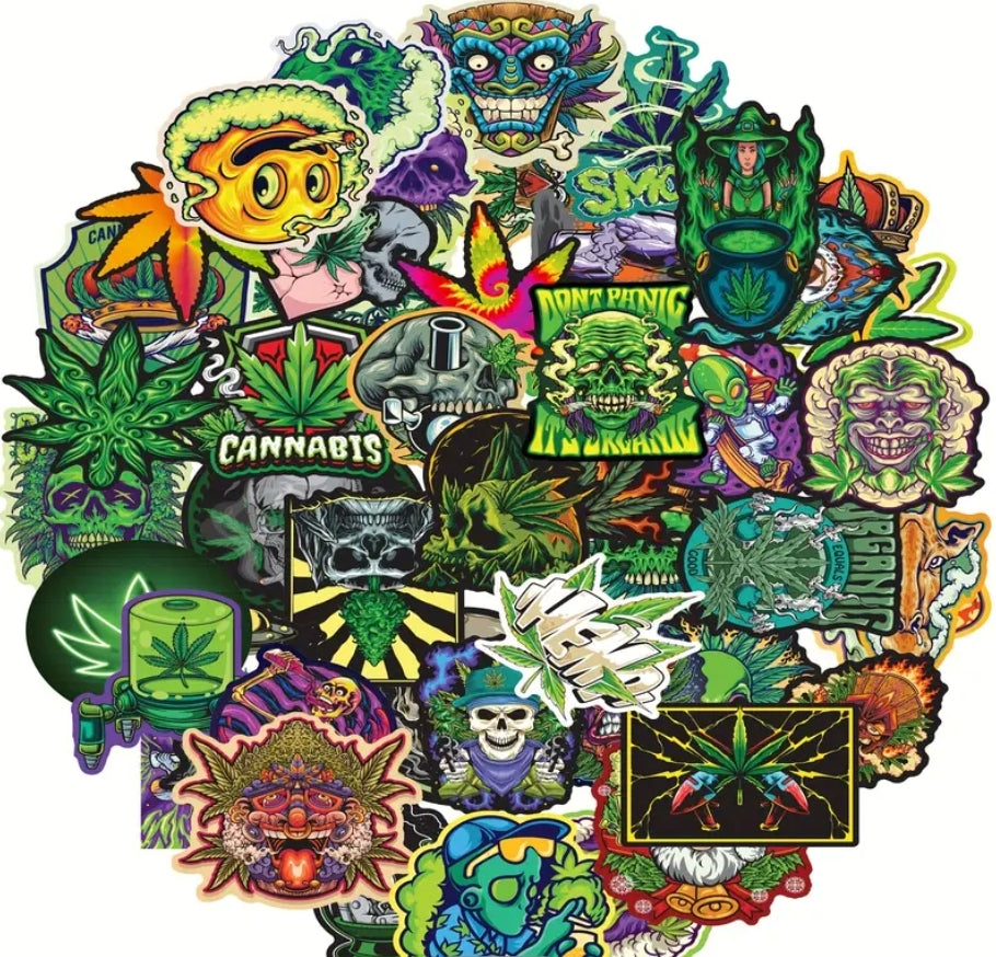 50pcs Green leaf grafitti stickers