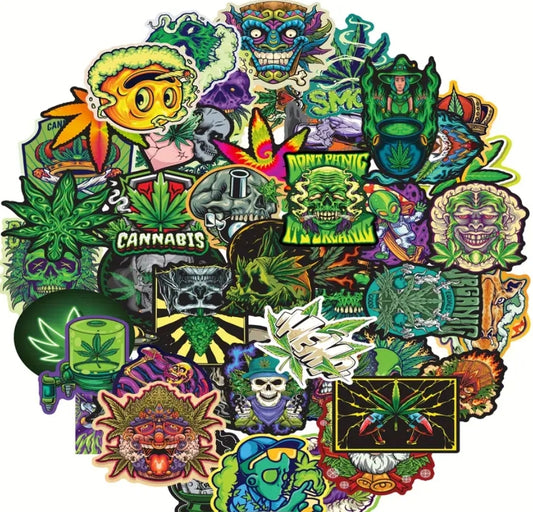 50pcs Green leaf grafitti stickers